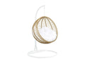 Hanging chair in woven resin - Light natural with white cushion - Habitatharmonie - Light natural