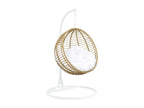 Hanging chair in woven resin - Light natural with white cushion - Habitatharmonie - Light natural