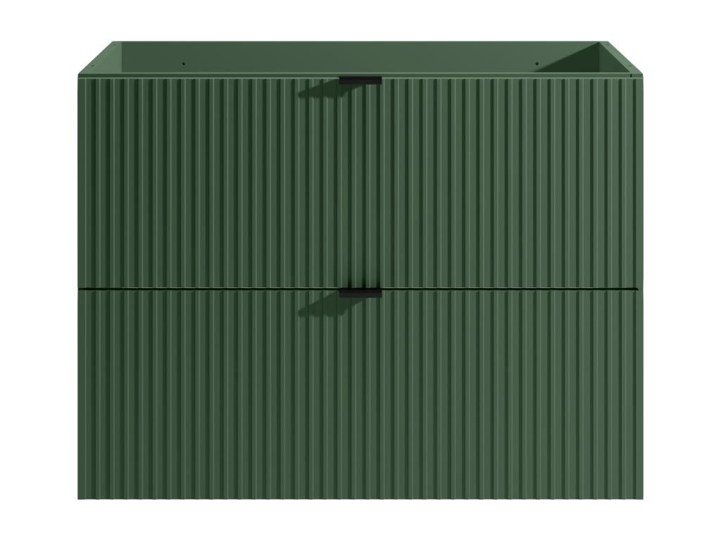 Wall-mounted vanity unit with grooved pattern - Matte green - 80 cm - Homeepure - Green