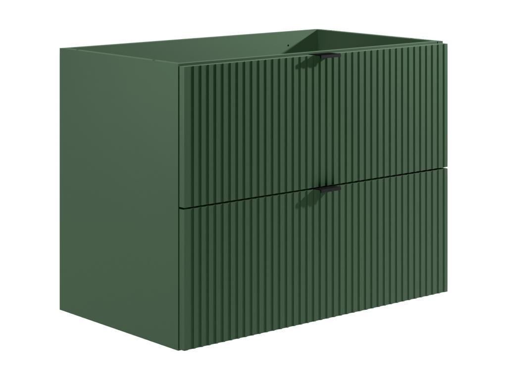 Wall-mounted vanity unit with grooved pattern - Matte green - 80 cm - Homeepure - Green