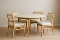 Round Table and Chairs Set in Solid Beige Wood - Light Wood/Beige