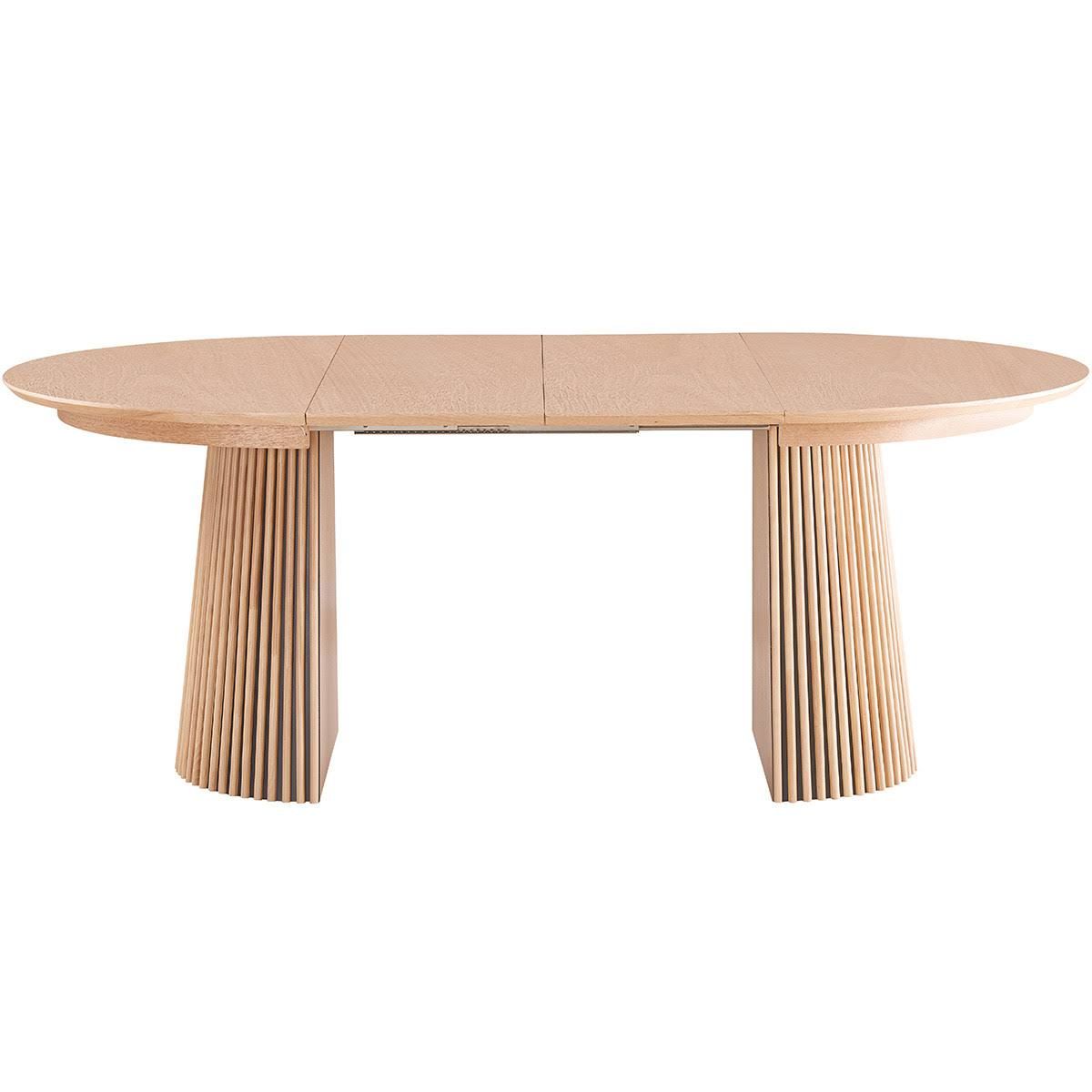 homifab Extendable Round Wooden Dining Table for 4 to 8 People - Light Wood