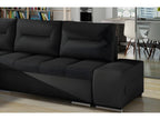 Corner sofa bed in luxury black fabric and black faux leather, 5-seater, left-hand corner (viewed from the front) - Intimelogis - Black