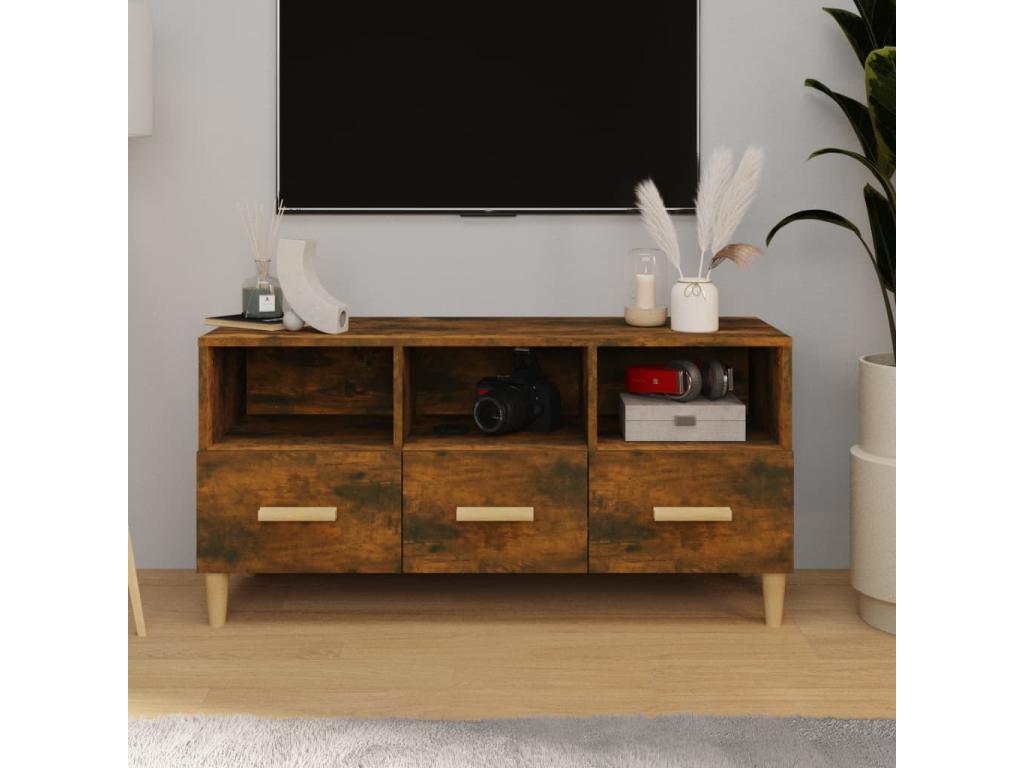 Smoked Oak TV Stand 102x36x50 cm Engineered Wood - Brown