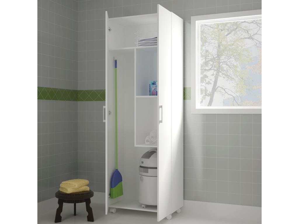 Boismagic 2-door wardrobe/storage cupboard in white - length 72 x depth 35 x height 183 cm - White