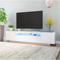 Largeight - TV Stand with LED Lights, 160x35x40 cm White - White